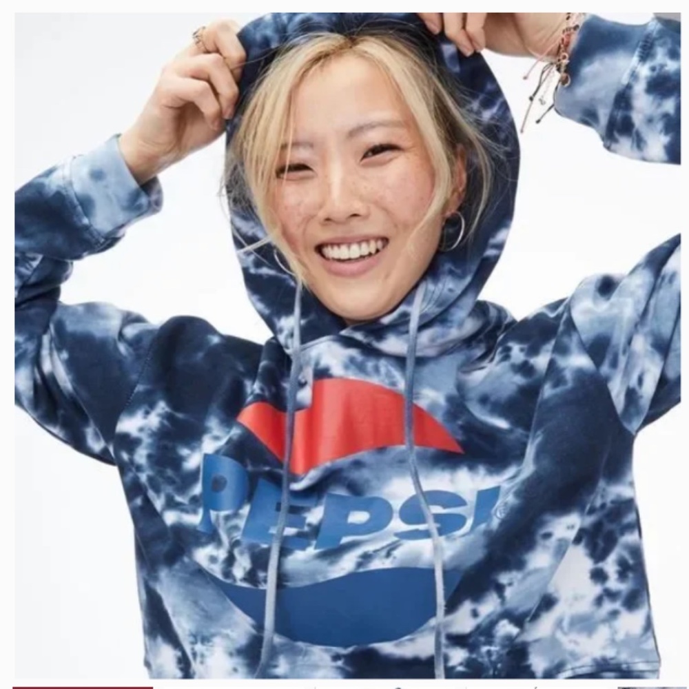 Pepsi Cola Women’s Tie-Dye Cropped Hoodie Sweater Size XL